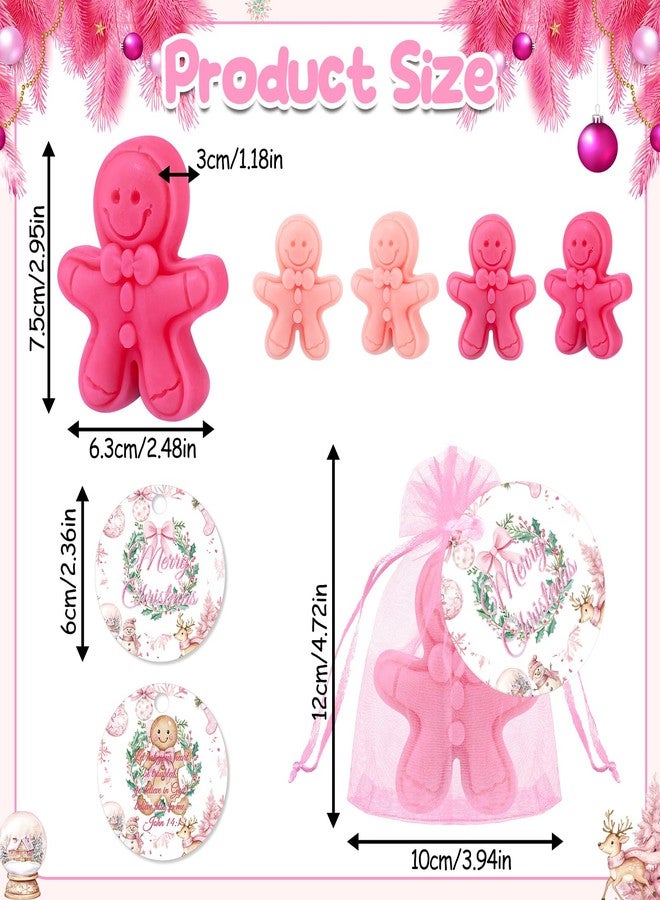 Dimsile 90 Pcs 30 Sets Soap Bar Gift Set Pink Handmade Gingerbread Soaps Favors Bulk with Organza Bags Tags Stuffers Gifts for Guests Holiday Party Favors - Image 2